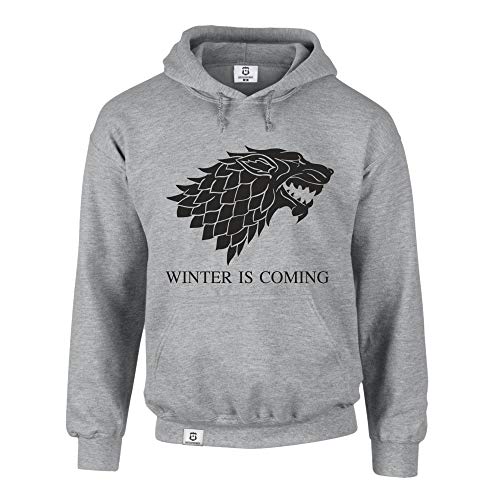 shirtdepartment Hoodie Game of Thrones Winter is Coming Kapuzenpullover Schattenwolf, grau-schwarz, M