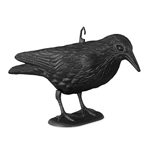 Relaxdays Taubenschreck Krähe, Dekofigur als Vogelscheuche, stehende Figur für Taubenabwehr, Gartenfigur, schwarz