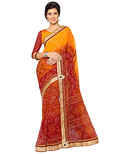 Mirchi Fashion Damen Indian Beautiful Sari mit Ungesteckt Oberteil/Top Bollywood Saree