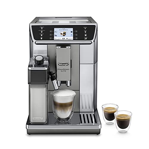 De'Longhi PrimaDonna Elite ECAM 656.55.MS Kaffeevollautomat mit LatteCrema Milchsystem, Cappuccino & Espresso, 3,5 Zoll TFT Touchscreen Farbdisplay & App-Steuerung, Edelstahlfront, silber