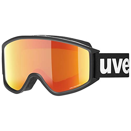 uvex g.gl 3000 CV - Skibrille für Damen und Herren - konstraststeigernd - vergrößertes, beschlagfreies Sichtfeld - black matt/orange-green - one size