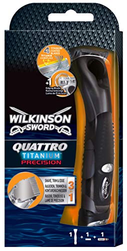 Wilkinson Sword Quattro Titanium Precision Herren Rasierer mit 1 Rasierklinge, 1 St
