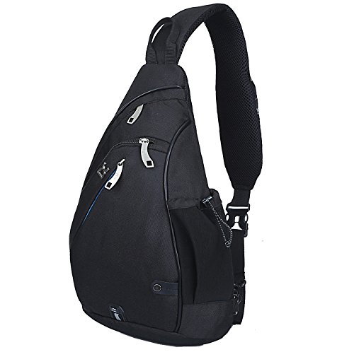 HASAGEI Sport Rucksack Schultertasche Sling Bag Herren und Damen Crossbag Brust Tasche für Wandern Camping Schule (Schwarz)