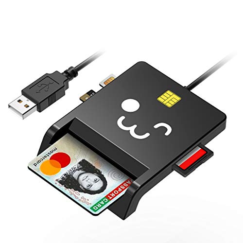 USB-Smartcard-Leser lesegeraete Fuer personalausweis, SD/Micro SD (TF) Smartcard-Leser - Militärischer Smart Card-Leser Allgemeiner Zugriff CAC-Leser Kompatibel mit Windows XP/Vista / 7/8/10, Mac OS
