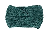 axy Damen Strick Stirnband mit Twist Knoten, Winter Haarband, Headband gestrickt Haarband (Blaugrün)