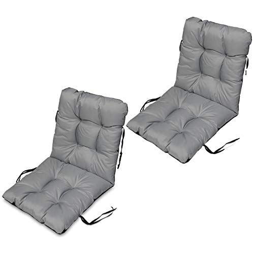 SuperKissen24. Stuhlkissen Sitzkissen und Rückenkissen für stühle - 2er Set 48x96 cm - Outdoor und Indoor - grau