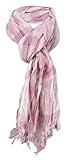TigerTie Raffschal rosa altrosa grau kariert mit kleinen Fransen - Schal Gr. 180 x 50 cm