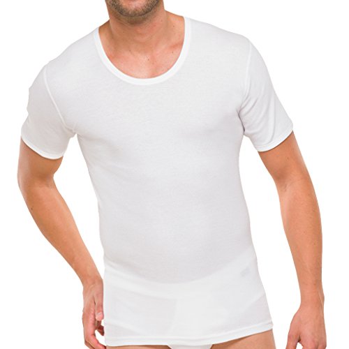 Schiesser 4 Herren Unterhemden 1/2 Arm Baumwolle Doppelripp - Weiß: Größe: 6 (Gr. L)