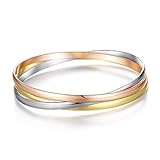 Kim Johanson Damen Armreif *Olympia* aus Edelstahl mit 3 geschlossenen Ringen Roségold/Gold/Silber Armband inkl. Schmuckbeutel