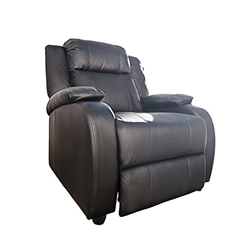 invicta INTERIOR Moderner Relaxsessel Hollywood Kunstleder schwarz verstellbar Liegesessel Sessel Fernsehsessel Wohnzimmer mit Liegefunktion