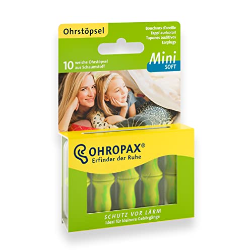 OHROPAX MINI SOFT - Anatomisch geformte In-Ear-Ohrstöpsel für den kleinen Gehörgang und für Kinder - aus Schaumstoff - zum Entspannen, Schlafen und Musikhören - 1 x 10 Stück