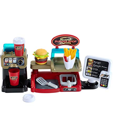 Theo Klein 7310 Burger Shop I Burger mit Stecksystem I Zubehör I EC-Karte und Lesegerät mit Sound I Spielzeug für Kinder ab 3 Jahren