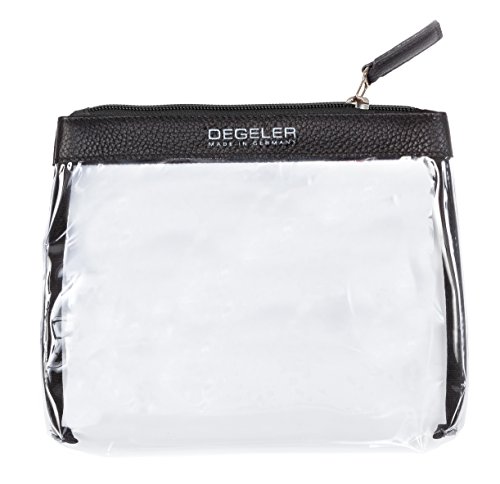Transparente Kulturtasche aus echtem Kalbs-Leder | zur Mitnahme von Flüssigkeiten im Handgepäck geeignet | DEGELER Clear Bag für Flug-Reisen | verschließbare Kosmetiktasche mit Reißverschluss