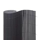 Ventanara® Sichtschutzmatte PVC Sichtschutzzaun Sichtschutz Windschutz für Garten Balkon Terrasse (160 x 400 cm, Grau)
