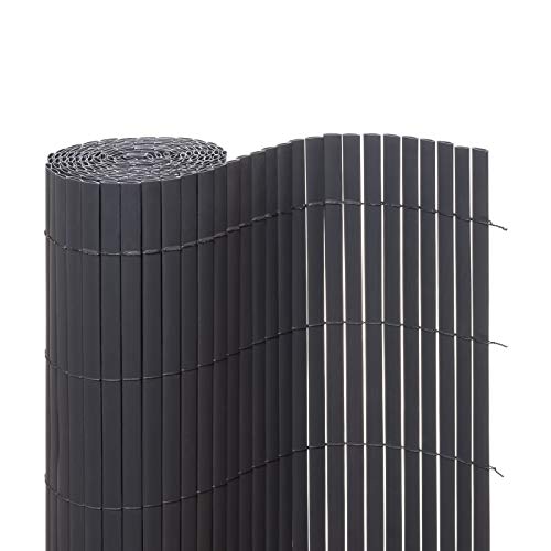 Ventanara® Sichtschutzmatte PVC Sichtschutzzaun Sichtschutz Windschutz für Garten Balkon Terrasse (180 x 500 cm, Grau)