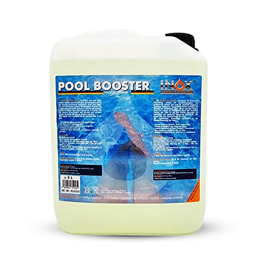 INOX® Pool Booster - 5L - Effektiver Algenvernichter Pool - Flüssiges Algizid für Pool - desinfizierendes Reinigungsmittel gegen Algen - Hochwirksame Pool Chemie