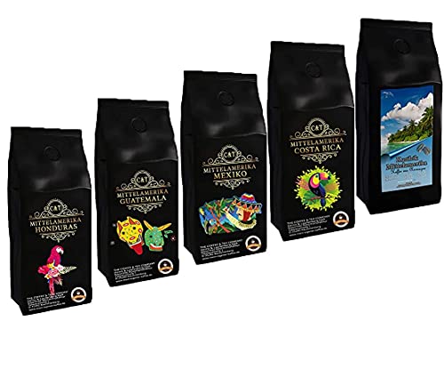 Länderkaffee Probierpaket 'Südamerika' 5 x 500g Spitzenkaffees aus Brasilien, Bolivien, Peru, Kolumbien, Galapagos 2500 Gramm ganze Bohne