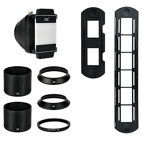 JJC Slide und Filmentfernung, Mit 1 x 35 mm Schiebehalterung, 1 Streifen Film Halter und DSLR Barrael Objektiv Adapter für Negativkopierung, Negativfilm Scanner für Nikon D850 ES-2