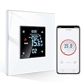 CNBINGO Smart Thermostat Unterputz mit Kristall Glasscheibe WLAN Digital Raumthermostat Kompatibel mit Alexa Echo, Google Assistant, 16Amp, Weiß