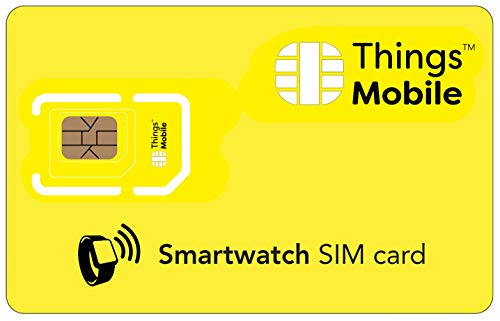 DATEN-SIM-Karte für SMARTWATCH - Things Mobile - mit weltweiter Netzabdeckung und Mehrfachanbieternetz GSM/2G/3G/4G. Ohne Fixkosten und ohne Verfallsdatum. 10 € Guthaben inklusive