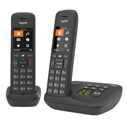 Gigaset C575A Duo, 2 Schnurlose Telefone mit Anrufbeantworter, großes Farbdisplay mit aktueller Benutzeroberfläche, Adressbuch für 200 Kontakte, Jumbo-Modus, Anrufschutz, schwarz