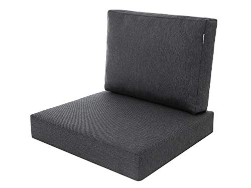 PillowPrim Kissen Set für Rattan/Korbsessel, Rückenlehne Sitz, Sitzkissen Outdoor Sitzpolster Gartenstuhl, Sitzauflage Rattan-Stuhl, 60x55x40 cm - Schwarz