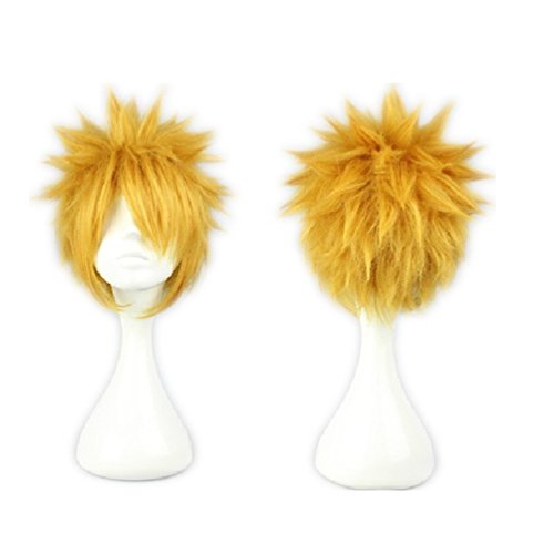 COSPLAZA Cosplay Wigs Kostüme Perücke 30cm kurz Gold Gelb Blond Maennlich Anime Show Fasching Karneval Haar