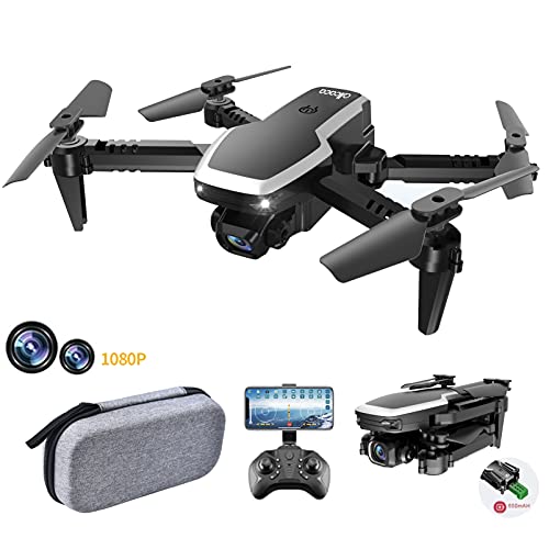 allcaca S171 Mini Faltbare Drohne RC-Quadcopter mit 1080P Doppelkameras | kopfloser Modus | Höhe halten | 3D Flip | Flugbahn | Sprachsteuerung | Start mit Einer Taste | Landung für Anfänger, Schwarz