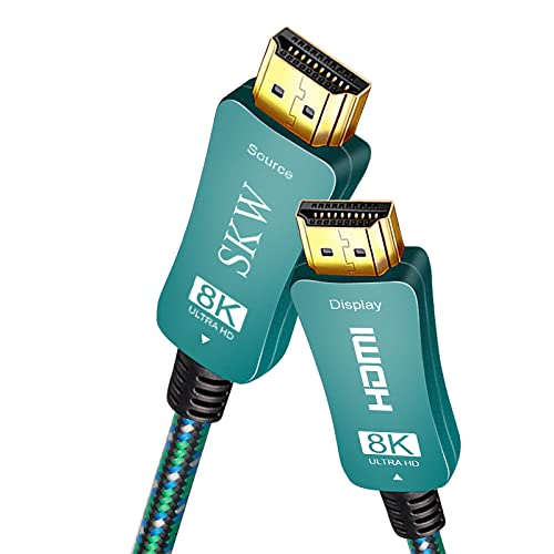 SKW 3M HDMI Kabel 2.1 Glasfaser, 8K 48Gbps 8K@60Hz 4K@120Hz Dynamic HDR/eARC/HDCP 2.2 / 3D / YUV 4 x 4 x 4 Slim Flexibel für HDTV/Projektor/Heimkino/TV-Box/Gaming-Box