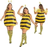 cuteDIY Kostüm Biene Damen Fasching Kostüm Damen Biene Frauen Große Größen Fasnachtskostüm Xl XXXl Karnevalkostüm XXl