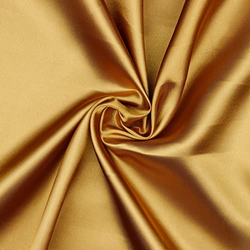Hans-Textil-Shop Stoff Meterware Uni Glanz Satin - 1 Meter, Deko, Bekleidung, Vorhänge, Karneval (Gold)