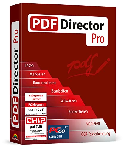 PDF Director PRO inkl. OCR Modul - PDFs bearbeiten, erstellen, konvertieren, schützen, signieren für Windows 11, 10,8.1, 7