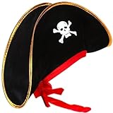 Hatstar Kinder Piratenhut | mit roter Schleife Totenkopf | Accessoire für das Kostüm zum Pirat | für Kinder, Jungen & Mädchen | zu Karneval & Fasching