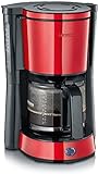 SEVERIN KA 4817 Type Kaffeemaschine (Für gemahlenen Filterkaffee, 10 Tassen, Inkl. Glaskanne) rot lackierter edelstahl