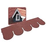 DAPRONA Biberschwanz Dachschindeln, Rund 1m x 32cm, 20 Stück Rot Bitumenschindeln für Gartenhaus, Carport
