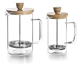 Lacor - Französische Kaffeemaschine, Kaffeepresse, Kaffeemaschine mit Kolben, Französischer Krug für Filterkaffee, 3 Tassen, 0'35 l, Stahl und Holz