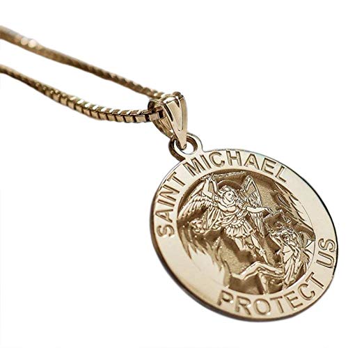 Modische Erzengel San Michele Halskette mit Anhänger Schutzkette mit rundem Anhänger Engel San Michael schützt uns