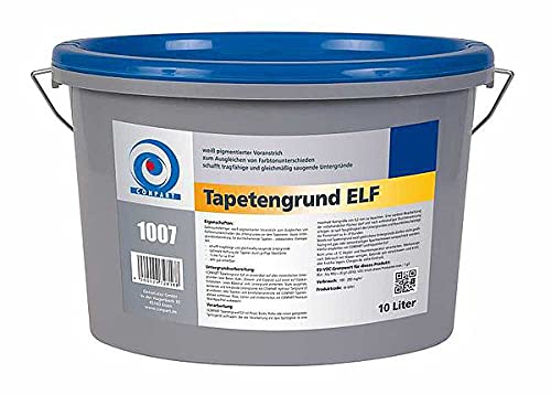 Conpart - Tapetengrund ELF 1007 - Grundierungen / Streichputz / Tapetengrund - Weiß pigmentierter Voranstrich zum Ausgleichen von Farbtonunterschieden des Untergrundes vor dem Tapezieren - 10 Liter
