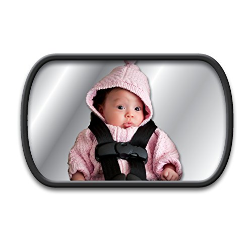 Lina M. Ruecksitzspiegel für Babys im Auto mit 2 Befestigungsvarianten, an der Kopfstütze, oder an der Heckscheibe. 160 x 100 mm, mit Splitterschutzfolie, für Babyschalen und Reboarder.