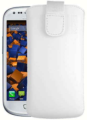 mumbi Echt Ledertasche kompatibel mit Samsung Galaxy S3 mini Hülle Leder Tasche Case Wallet, weiss