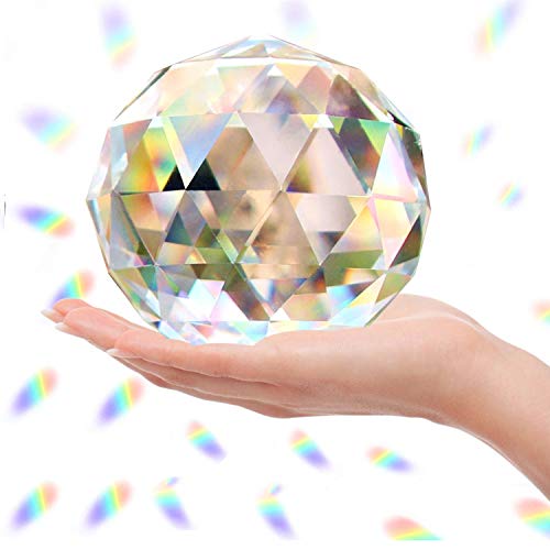 Klarglas Kristall Ball Prisma Suncatcher Regenbogen Maker, Kugel Faceted Blick Ball für Fenster, Feng Shui, Home Office Garten Dekoration (100mm)