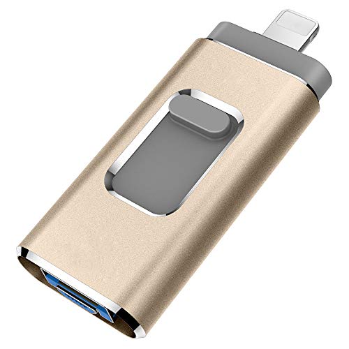 YOHU 256GB USB Stick für iPhone Speicherstick Externer Speichererweiterung Photostick Flash Drive Kompatibel mit iOS iPad OTG Andriod Handy Computer Laptop PC (Gold)