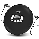 HOTT CD611T Tragbarer Bluetooth Persönlicher Kompakt-CD Player mit LCD-Display, Walkman Kleiner Musik-CD Player mit Kopfhörer USB-Kabel für Auto Zuhause Reisen (Schwarz)