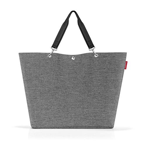 reisenthel shopper XL in Twist Silber - Stabile Tasche aus hochwertigem Polyestergewebe mit Reißverschluss - Charmantes und wasserabweisendes Design