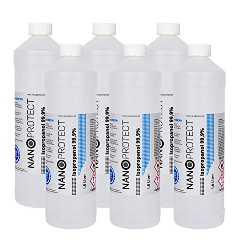 Nanoprotect Isopropanol 99,9% | 6 x 1 Liter Set | Hygienereiniger | IPA Spezial Reiniger mit Spritzeinsatz | Premium Qualität