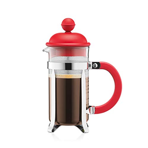 Bodum CAFFETTIERA Kaffeebereiter (French Press System, Permanent Edelstahlfilter, 0,35 liters) rot