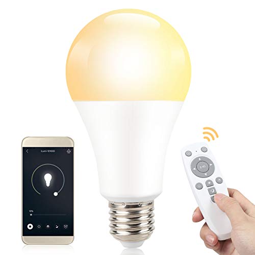SINJIA LED Lampe Glühbirne14W (ersetzt 100W)E27 LED Lampe smarte Dimmbar Glühlampe,Kaltweiß,Warmes Gelb,mittleres Weiß,Steuerbar via App, mit Fernbedienung[Energieklasse A++]