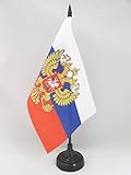 AZ FLAG TISCHFLAGGE Russland MIT Adler 21x14cm - RUSSISCHE TISCHFAHNE 14 x 21 cm - flaggen