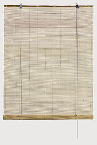 GARDINIA Bambus-Rollo Natur, Decken- oder Wandmontage, Lichtdurchlässig, Transparent, Alle Montage-Teile inklusive, 60 x 160 cm (BxH)