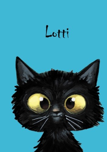 Lotti: Personalisiertes Notizbuch, DIN A5, 80 blanko Seiten mit kleiner Katze auf jeder rechten unteren Seite. Durch Vornamen auf dem Cover, eine ... Coverfinish. Über 2500 Namen bereits verf